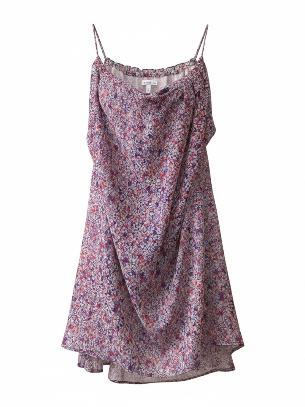 O’Neill Mini‎ Slip Dress Asymmetrical Hem Floral Ruched Top Tie Sz Small Lined